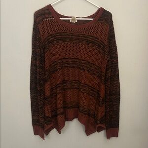 Madison & Berkeley Striped Knit Sweater in Rust and Black